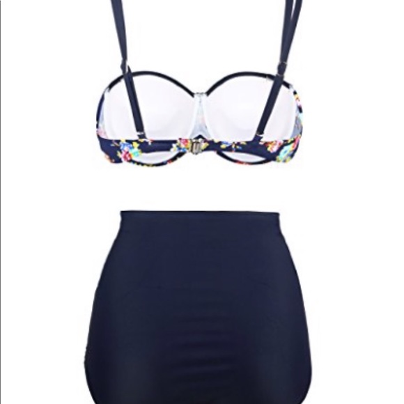 Sexy retro high waisted Plus Size Bikini Blue - Picture 8 of 8